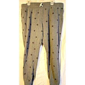 Lounge Pants Joggers Sweatpants Gray Star Pattern Womens XL Sporty Athleisure